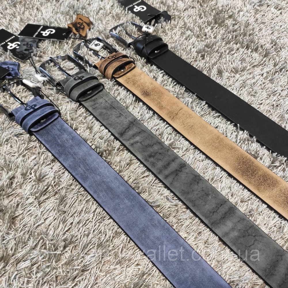 Мужской бежевый кожаный ремень ручной роботы Grande Pelle Labbro Киев - изображение 4