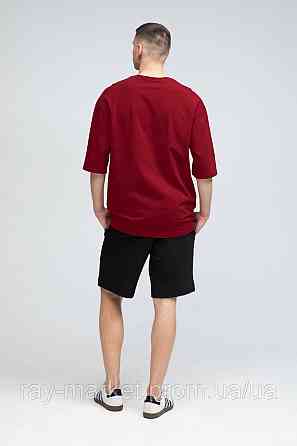 Костюм футболка оверсайз бордовая и шорты черные RAY BASIC мужской (U1801M-Burg-Black) Киев