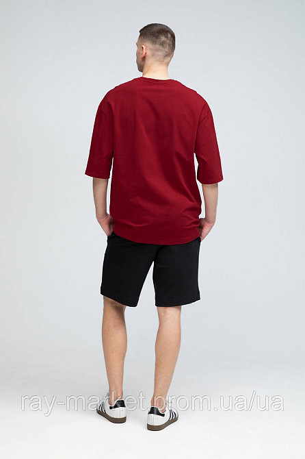 Костюм футболка оверсайз бордова та шорти чорні RAY BASIC чоловічий (U1801M-Burg-Black) Київ - фото 3