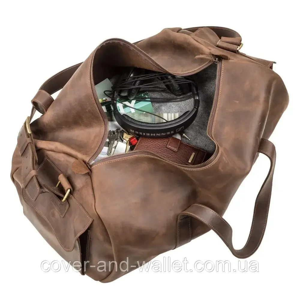 Элитная полу-круглая дорожная сумка из винтажной кожи Grande Pelle 760120 Киев - изображение 8