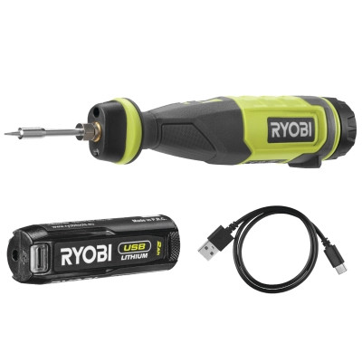 Паяльник электрический Ryobi RSI4-120G аккумуляторный, USB, Lithium 4V 2Ah, 460°С, подсветка (5133006146) Винница - изображение 1