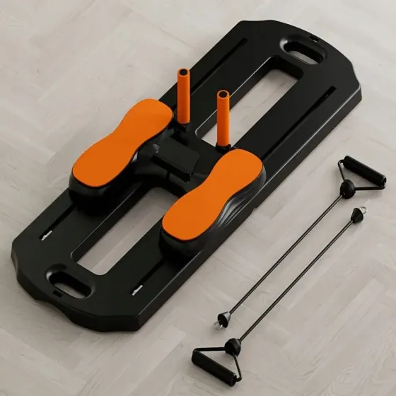 Тренажер напольныйдля пилатеса MM3000 для пресса и ног, с резинками Чёрный Коломия