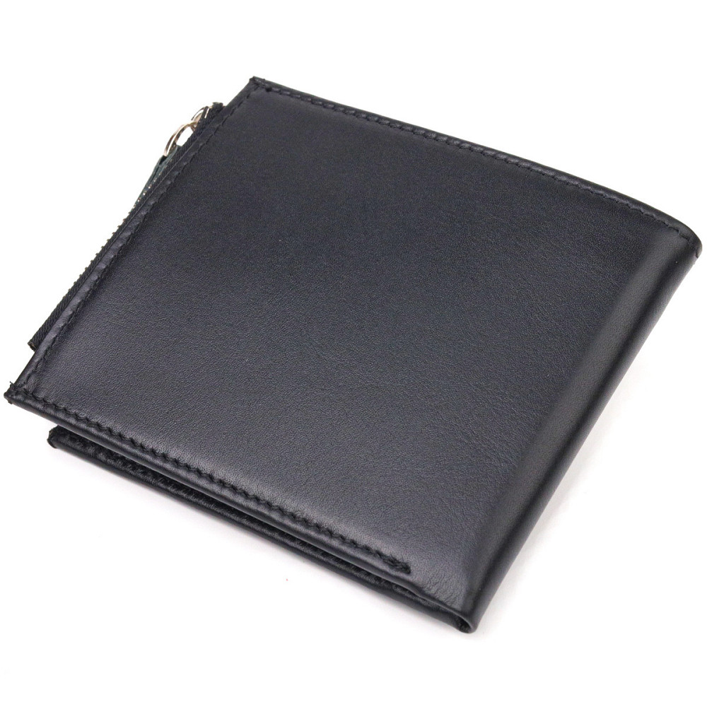 Стильний чоловічий горизонтальний гаманець із натуральної гладкої шкіри Чорний (CANPELLINI) Київ - фото 6