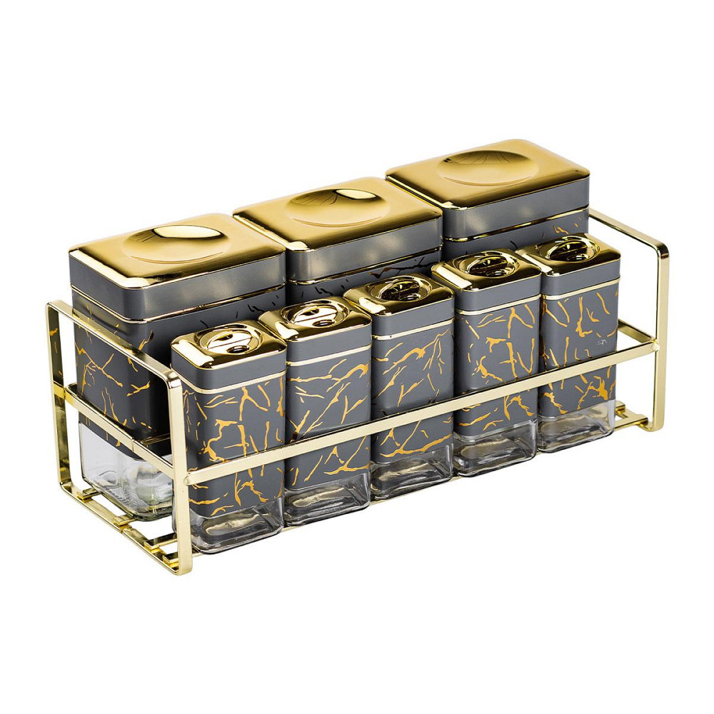 Набір для приправ та спецій на підставці 8 штук з кришками Сірий HP-1366 Київ - фото 2