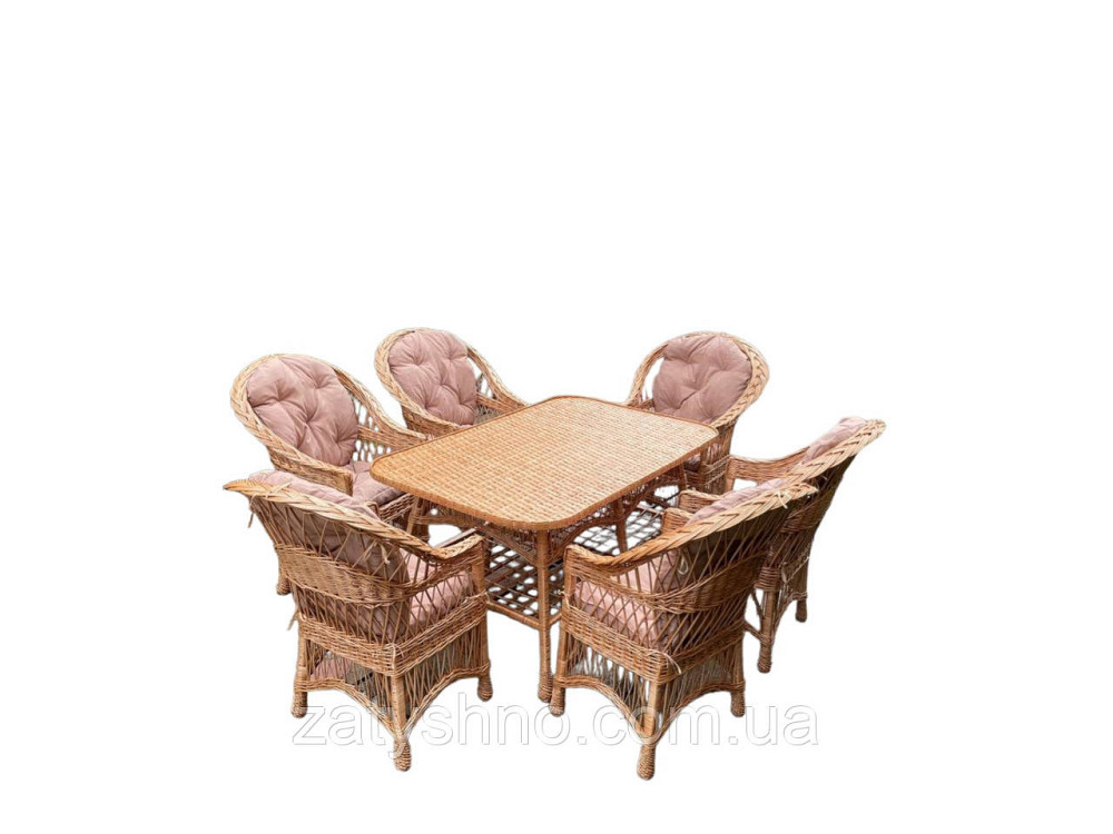 Плетені меблі з великим столом та 6 кріслами Київ - фото 7