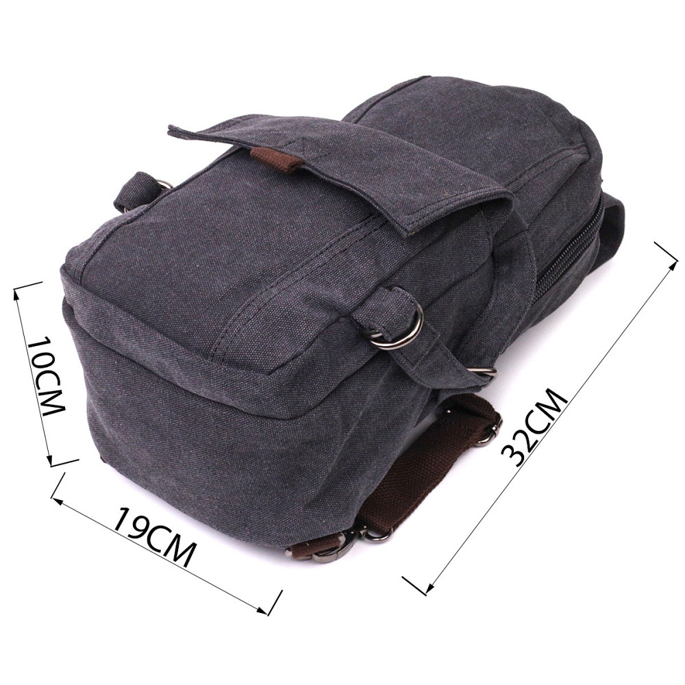 Зручний текстильний рюкзак у стилі мілітарі Vintagе 22179 Чорний Київ - фото 4