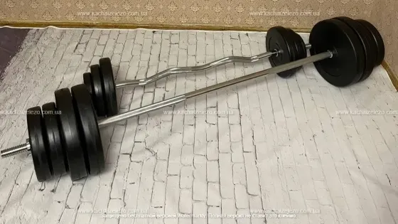 Скамья для жима ReadMeBlack + 4 грифа + 100 кг дисков Гантели, гири, штанги и диски АВС пластик комплект Киев