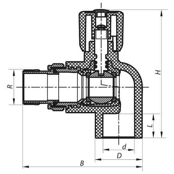 Кран радіаторний 20x1/2 кутовий PPR KOER K0157.PRO (KP0201) Київ