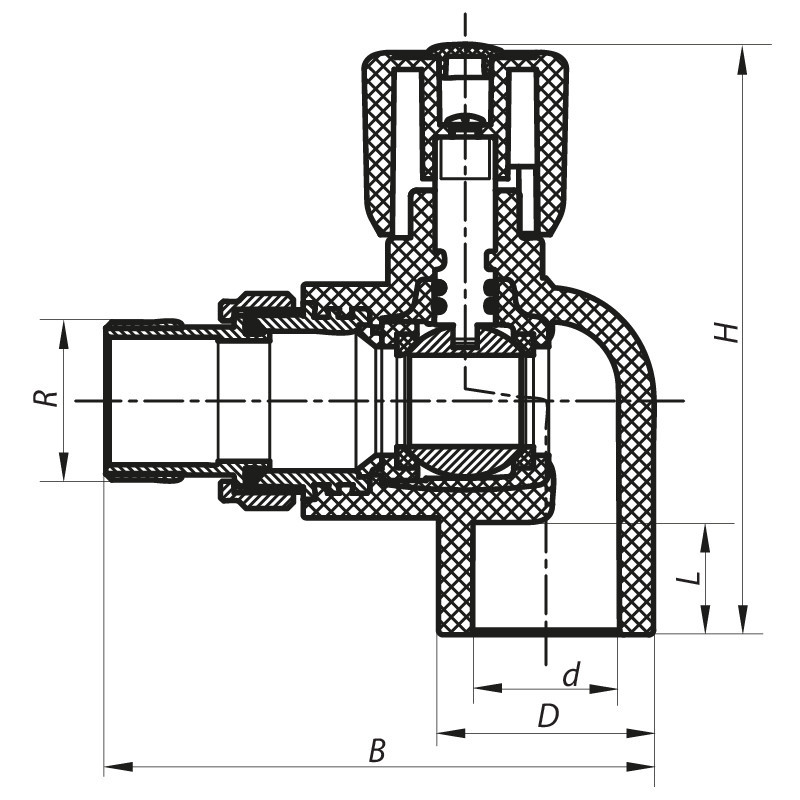 Кран радіаторний 20x1/2 кутовий PPR KOER K0157.PRO (KP0201) Київ - фото 2