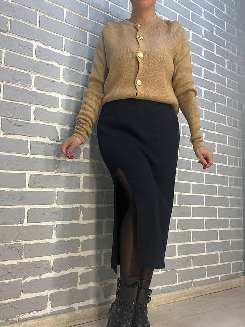 Спідниця жіноча My fashion 891 в'язка тепла розріз французька довжина one size чорна, чорний, one size Київ - фото 11