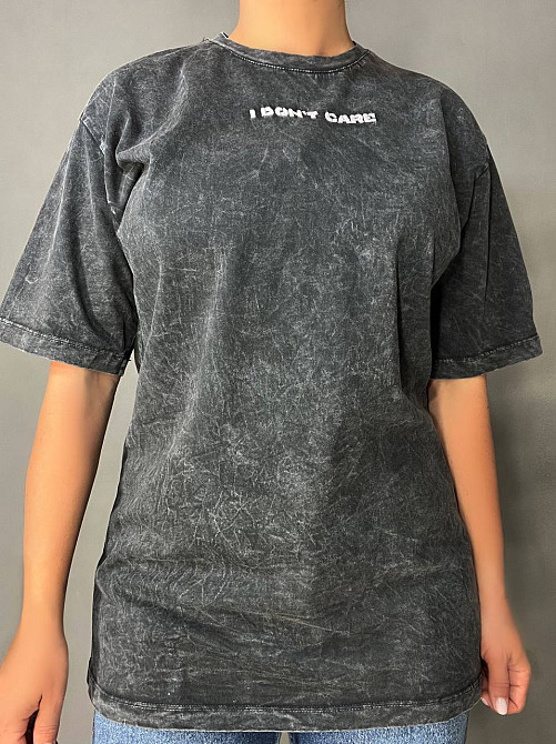 Футболка женская Coast Moda 4351 вареная тай дай с вышивкой оверсайз графит, графит, S-M Киев - изображение 15