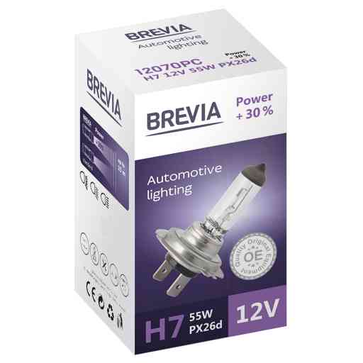 Галогенова лампа Brevia H7 12V 55W PX26d Power +30% CP Львів