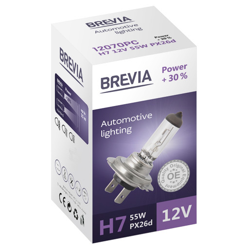 Галогенова лампа Brevia H7 12V 55W PX26d Power +30% CP Львів - фото 1