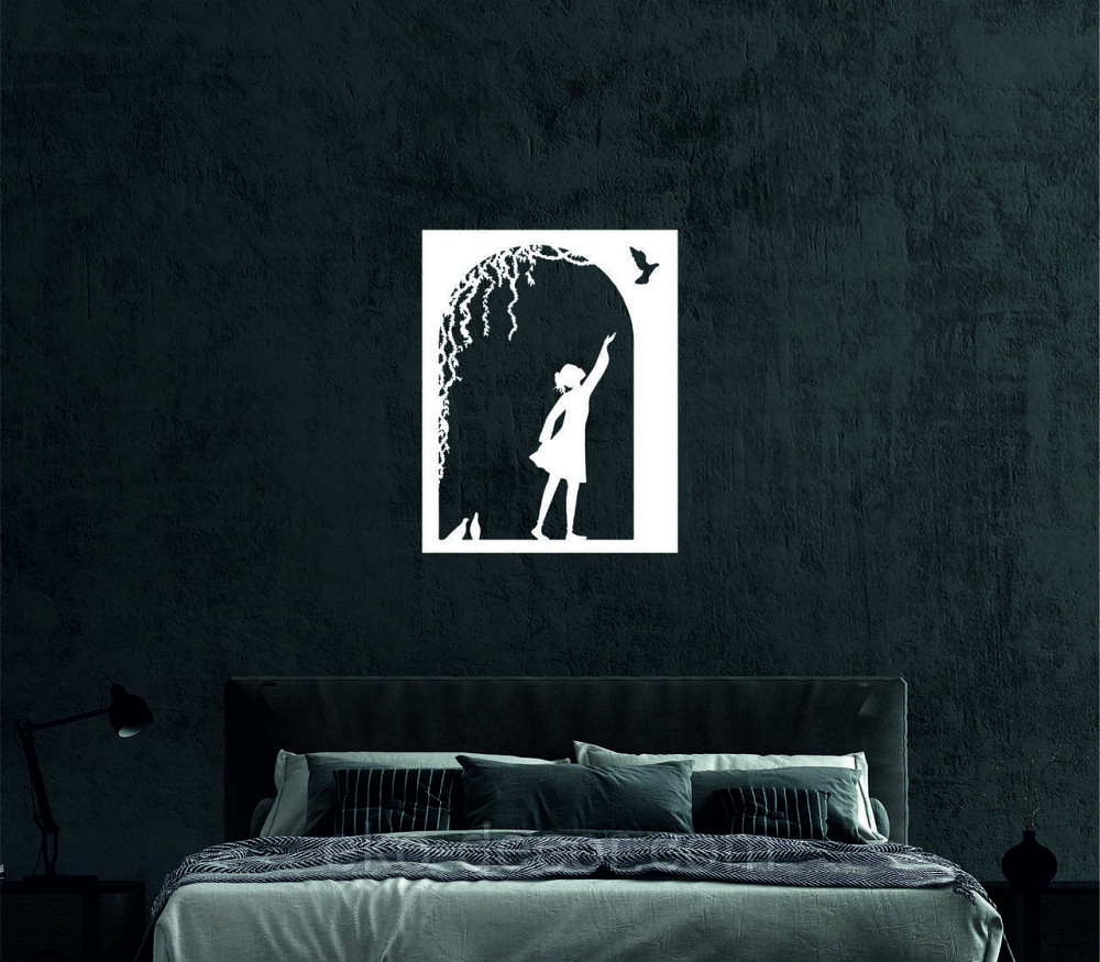 Декоративное настенное Панно «Девочка и голубь» Декор на стену 90*71 см, Белый Киев - изображение 4