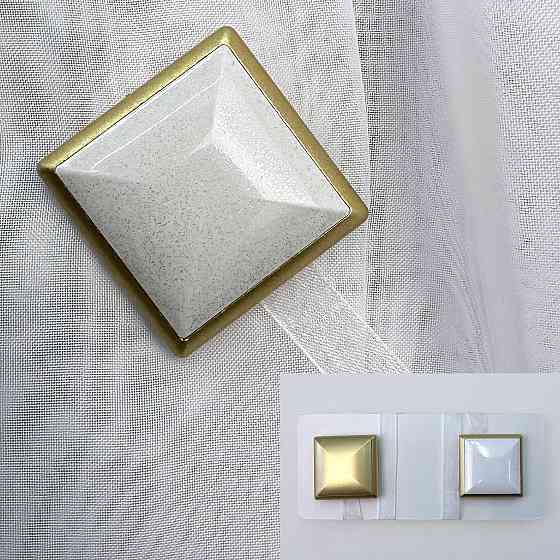 Магніти для штор і гардин Квадрат двосторонні набір 2 шт Золотистий з білим (81-277) Київ