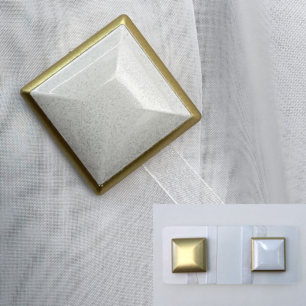 Магниты для штор и гардин Квадрат двусторонние набор 2 шт Золотистый с белым (81-277) Киев - изображение 1