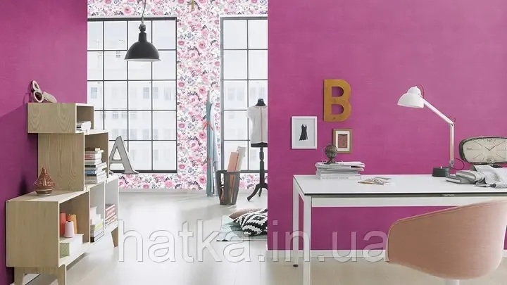 Шпалери вінілові на флізеліні Rasch Clasik 0,53х10 однотонні яскраво- малинові Київ - фото 1