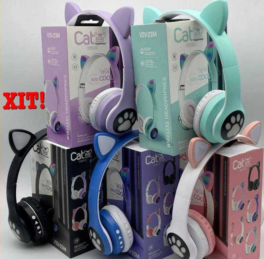Детские наушники Cat блютуз со кошачьими ушками светящимися наушники Киев - изображение 5