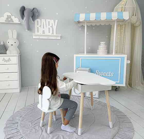 Новинка! Стол тучка с нишей и стульчик бабочка белые 27603 Киев