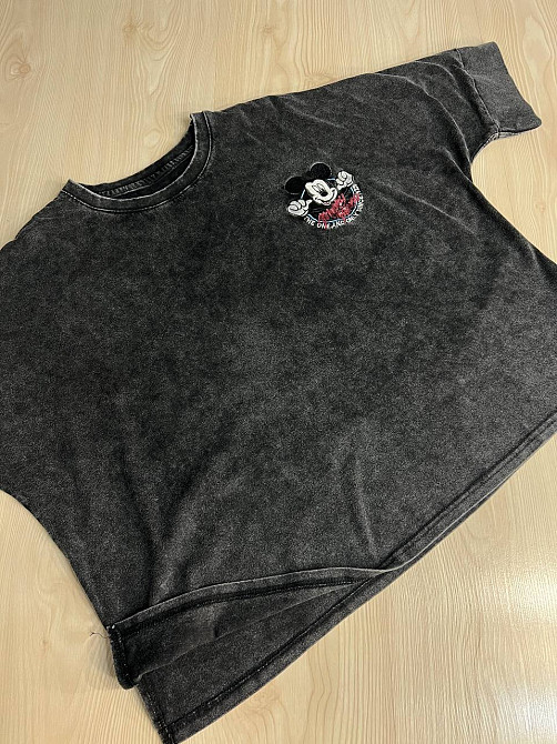 Футболка женская A-N 26030 вареная тай-дай оверсайз с вышивкой Mickey Mouse, черный, one size Киев - изображение 3