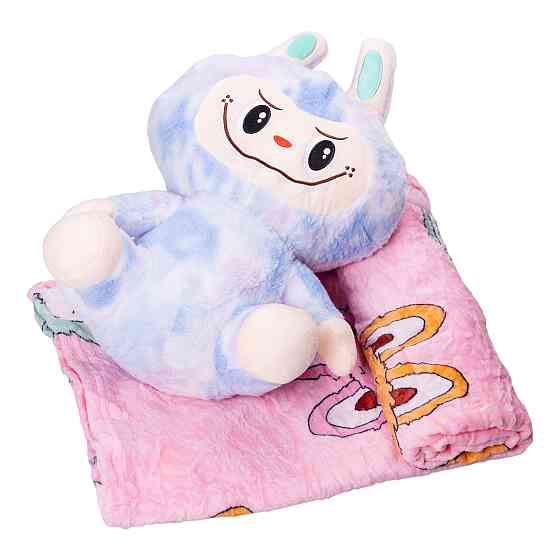 ТМ COLORFUL HOME М'яка іграшка-плед, подушка 3 в 1 Лабубу 50 см Синій ТМ COLORFUL HOME LAB1BL Киев