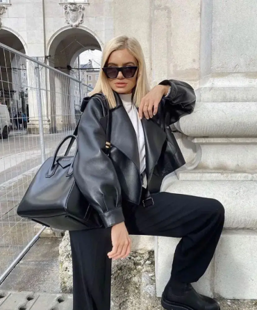 Куртка косуха женская весна/осень Черный 46 Харьков