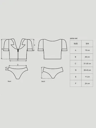 Еротичний костюм поліцейського Obsessive Police set S/M, black, топ, шорти, кепка, пояс, портупея Львів