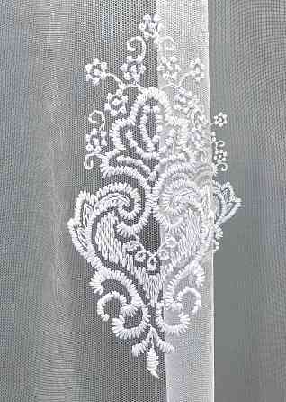 Тюль VR-Textil 1571т Фатин с вышивкой и люрексом Холодный белый 300х270 см (42-0531) Киев