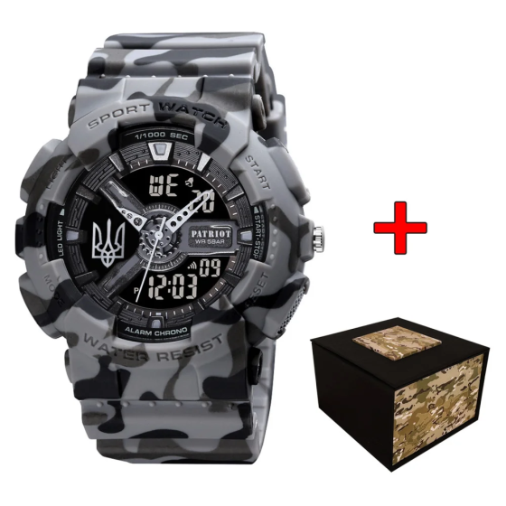 Patriot 005 Тризуб срібло Camo Grey + Коробка. Киев