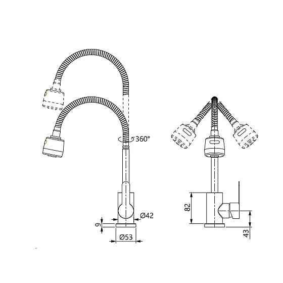 Смеситель для кухни Brinex Pure 015F41 с гибким изливом   Nickel BRIPUR015F41NKL Киев