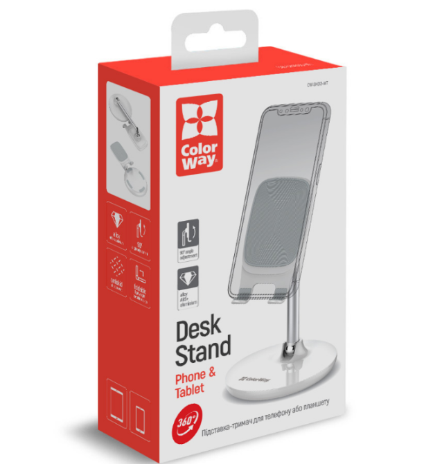 Тримач автомобільний для мобільного ColorWay CW-SH013-WT білий Житомир - изображение 2