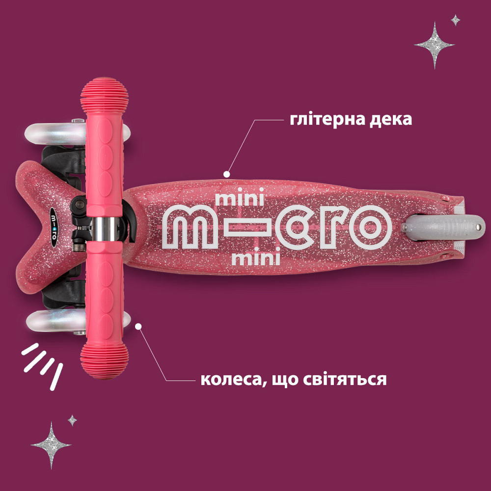 Самокат Micro серії Mini Deluxe Fairy Glitter LED – Рожевий Дніпро - фото 7