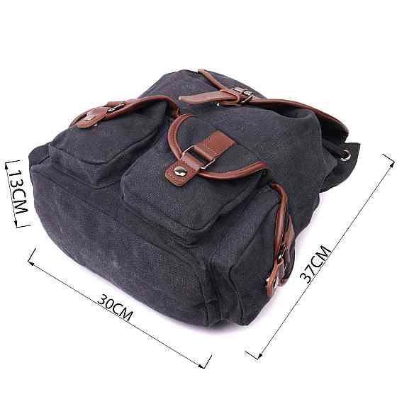 Текстильний рюкзак що закривається клапаном на магніт Vintage 22151 Чорний Київ