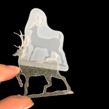 Молд силиконовый Олень новогодний 68 на 55 мм серый Киев - изображение 3