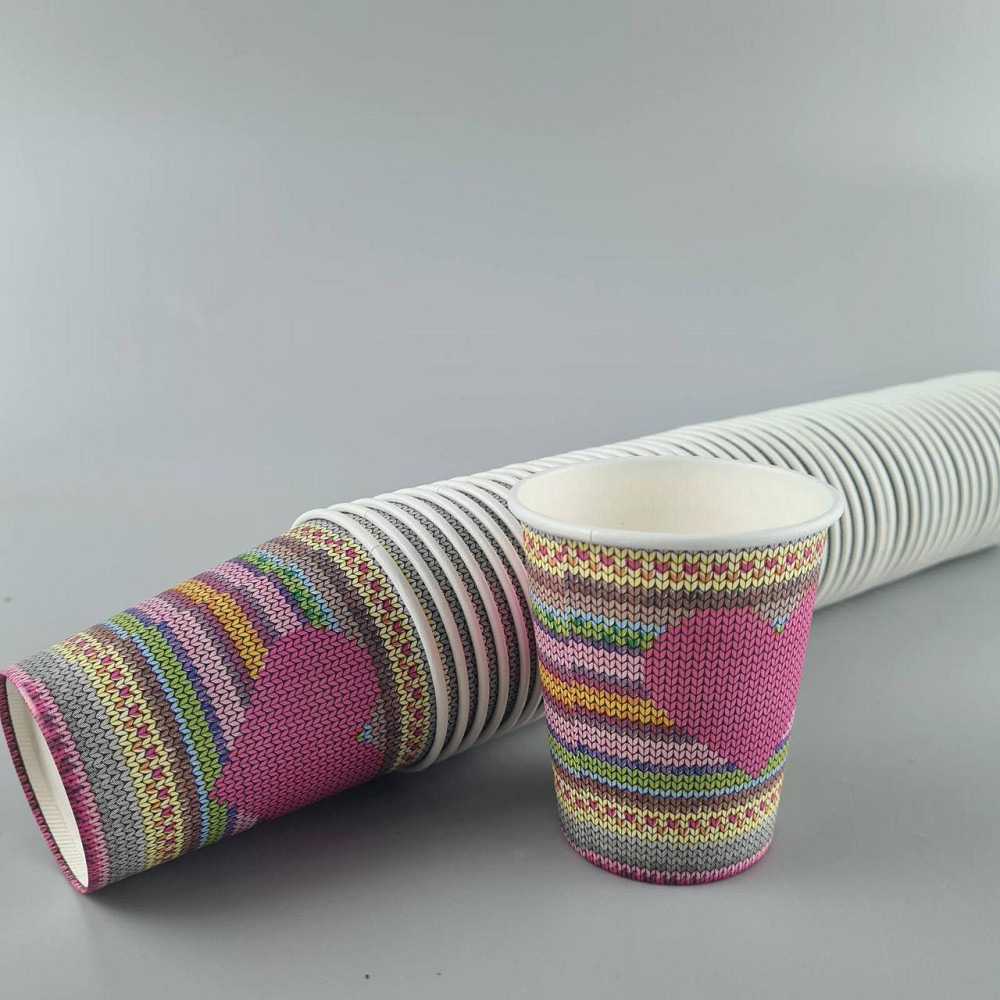 Бумажные стаканы цветные 175мл  "СЕРДЦЕ ВЯЗАНОЕ"  Маэстро (50 шт) Харьков - изображение 3