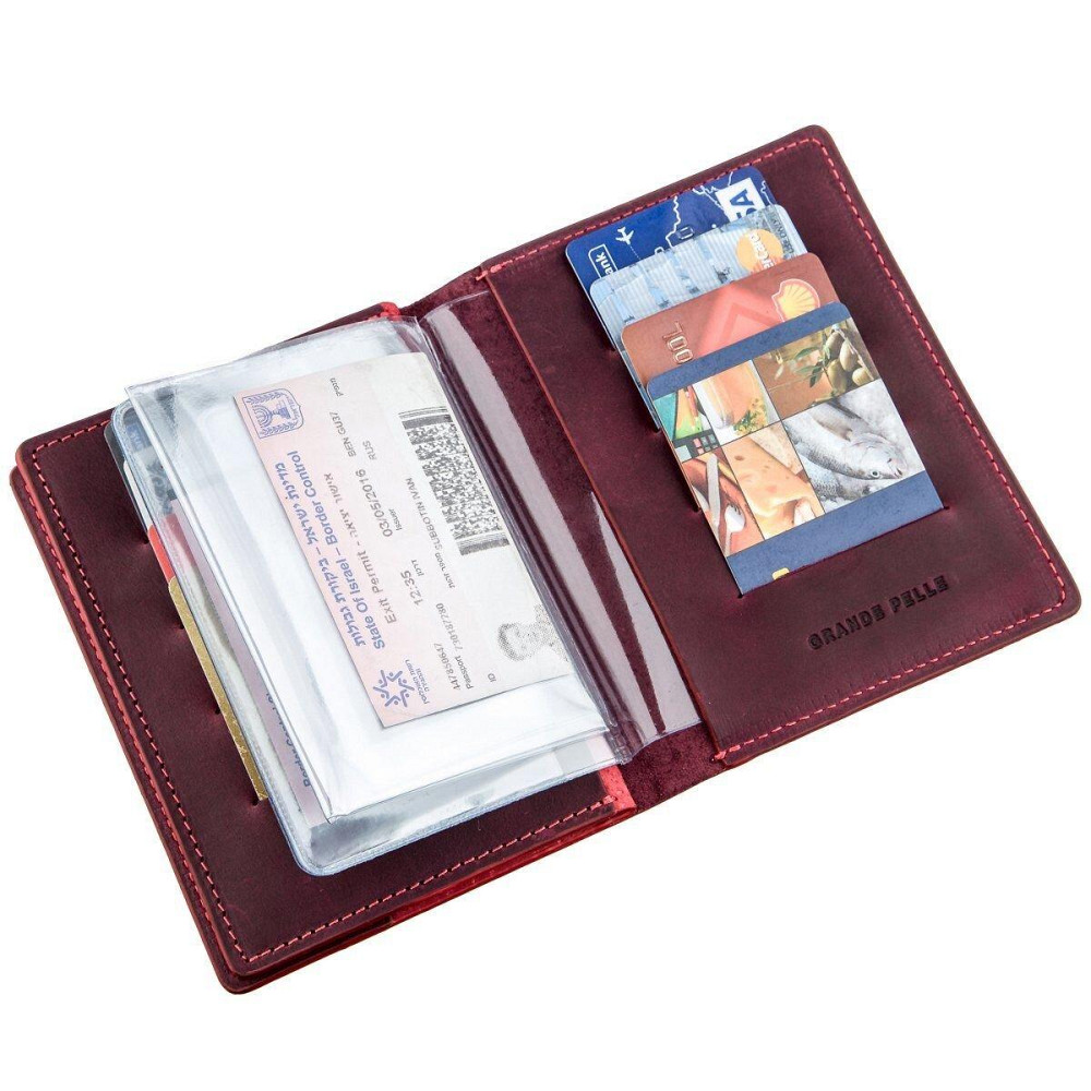 Обкладинка для автодокументів шкіряна GRANDE PELLE 11190 Бордова Київ - фото 7