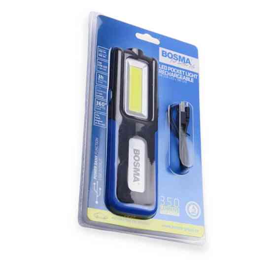 Ліхтар інспекційний 5w cob + 3w led, акб 2000 мач, usb, магніт, гачок, power bank, 2 режими регул BOSMA Мукачево