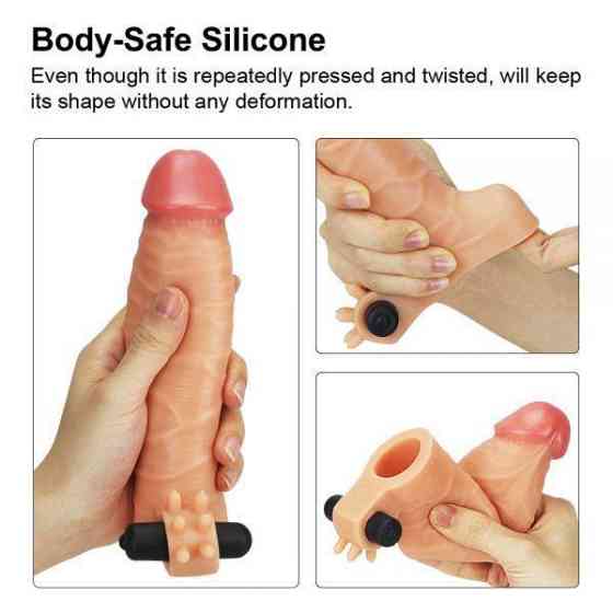 Насадка з вібрацією Add 1.5" Vibrating Silicone Extender, Flesh Sex Aura Київ