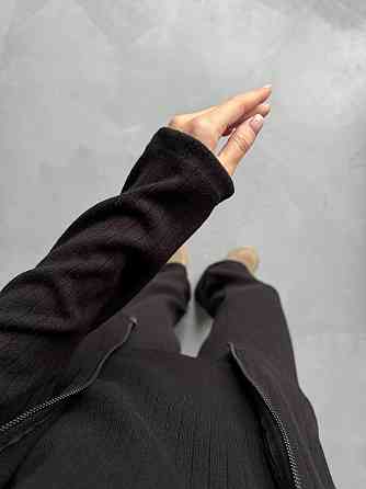 Женский повседневный костюм тройка из трикотажа Черный Одесса