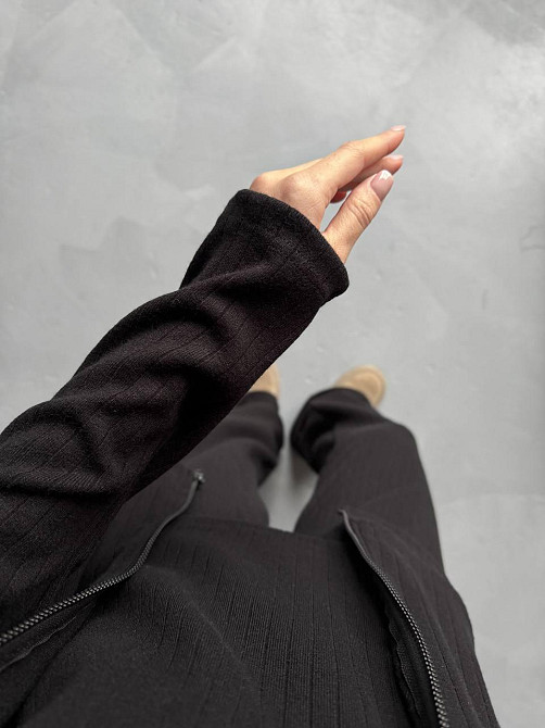 Женский повседневный костюм тройка из трикотажа Черный Одесса - изображение 6