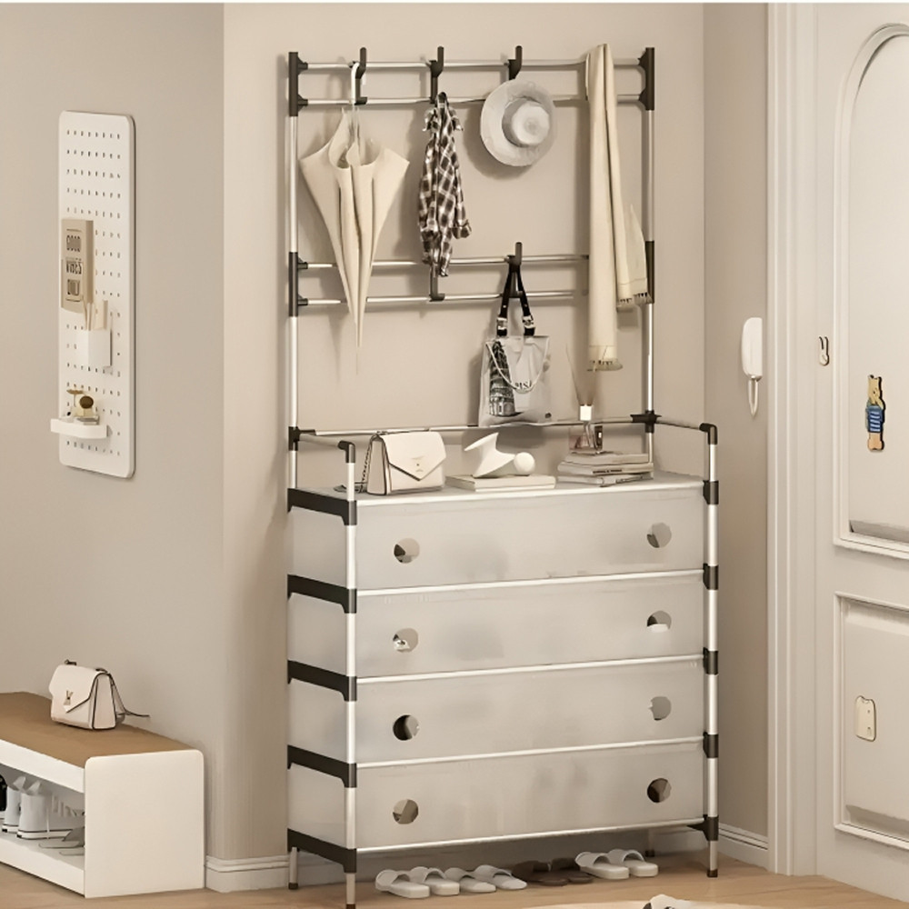 Вішалка для підлоги з полицею для взуття,180х62х28см,Dx6205b,Біла SBR Київ - фото 1