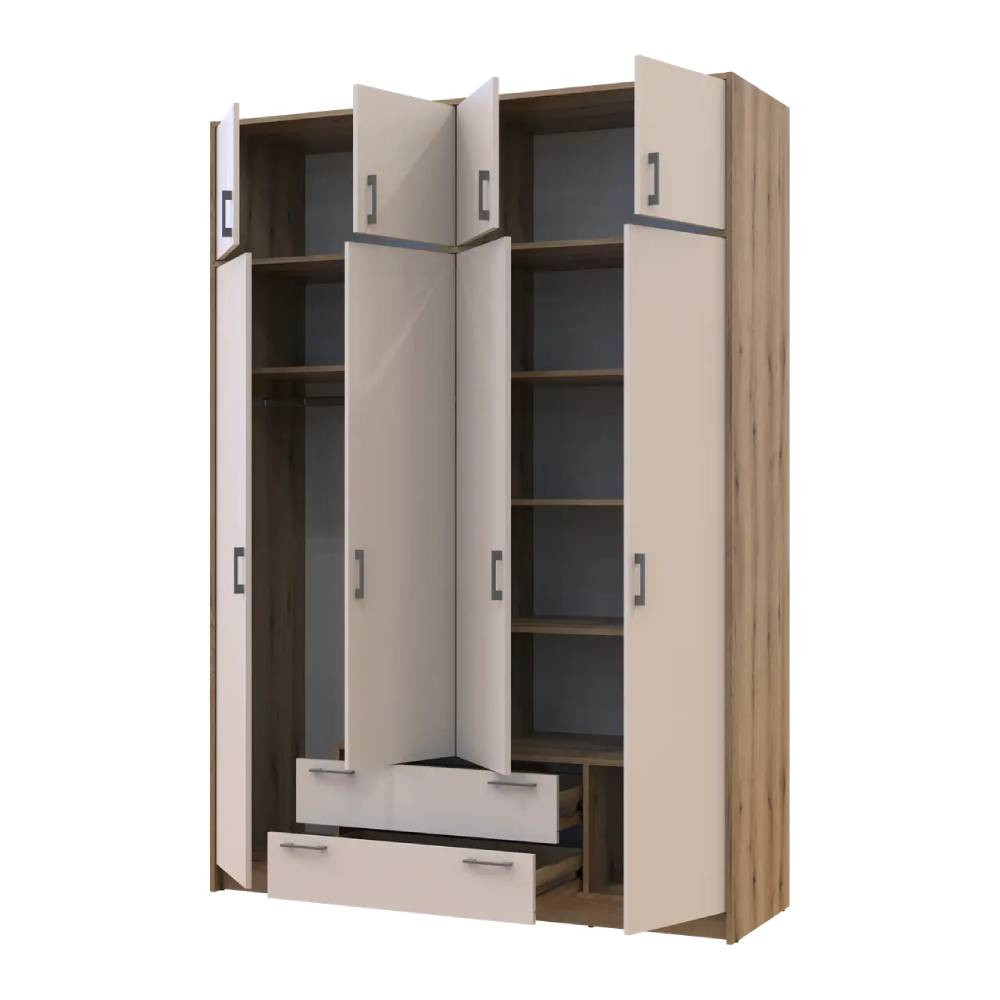 Шкаф для одежды Doros Ронди с антресолью Дуб Артизан/Кашемир 4ДСП 160х52х236 DRS-011668 (80737829) Днепр - изображение 2