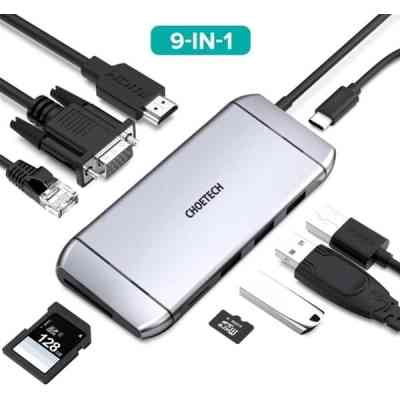 Концентратор Choetech USB-C 9-in-1 (HUB-M15-GY) Винница