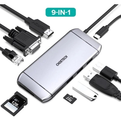 Концентратор Choetech USB-C 9-in-1 (HUB-M15-GY) Винница - изображение 4