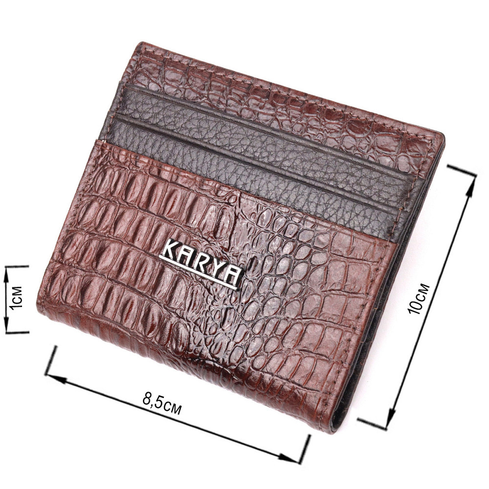 Красивая визитница из натуральной фактурной кожи KARYA 20994 Коричневый Киев - изображение 3