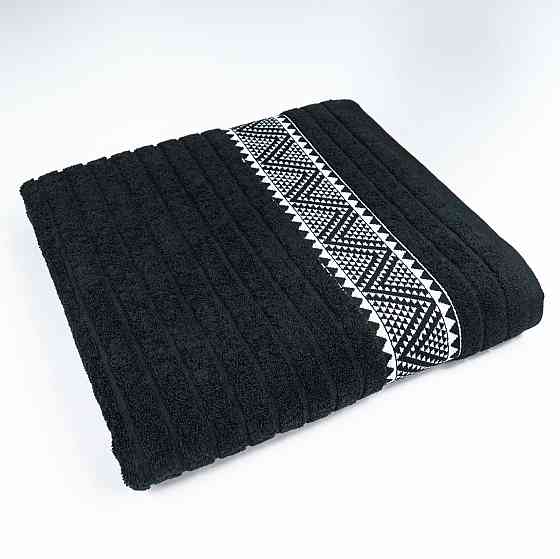 Махровий банний рушник Зіпп GM Textile 70х140см 500г/м2 (Чорний) Суми
