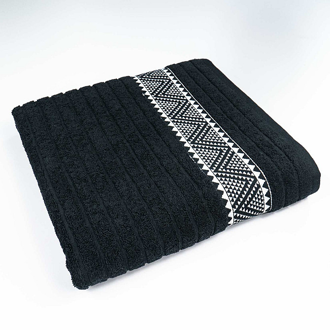 Махровий банний рушник Зіпп GM Textile 70х140см 500г/м2 (Чорний) Суми - фото 1