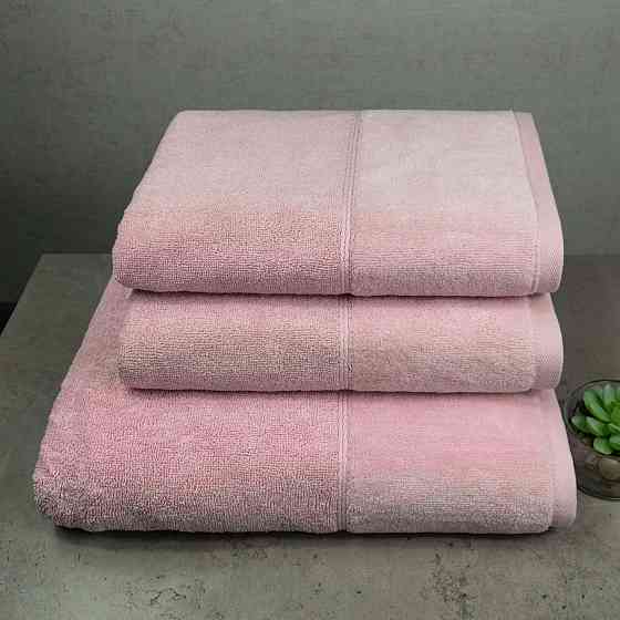 Набор полотенец велюр/махра 3шт GM Textile 50x90см, 50x90см, 70x140см Premium Milado 550г/м2 (Розовы Сумы