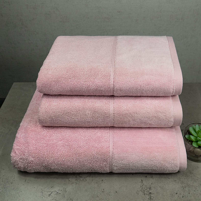 Набір рушників велюр/махра 3шт GM Textile 50x90см, 50x90см, 70x140см Premium Milado 550г/м2 (Рожевий Суми - фото 1