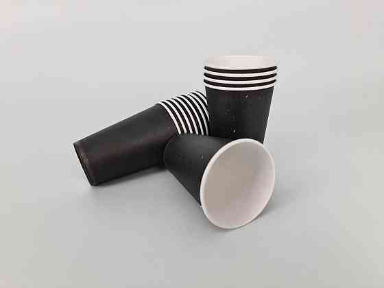 Склянки паперові одноразові 340 мл Чорний/Білий (50 шт.) Харків